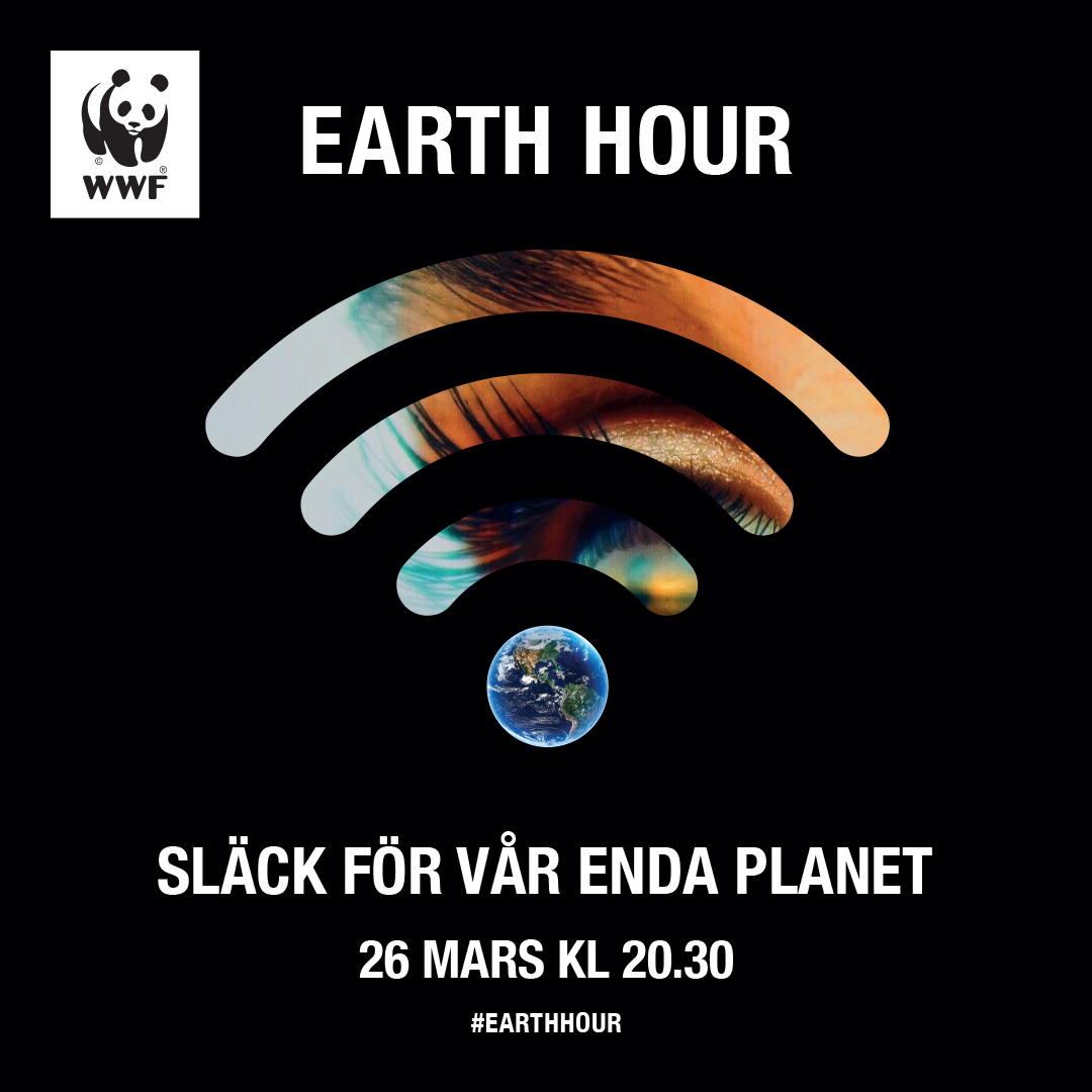 Bild på jorden och texten Earth Hour.