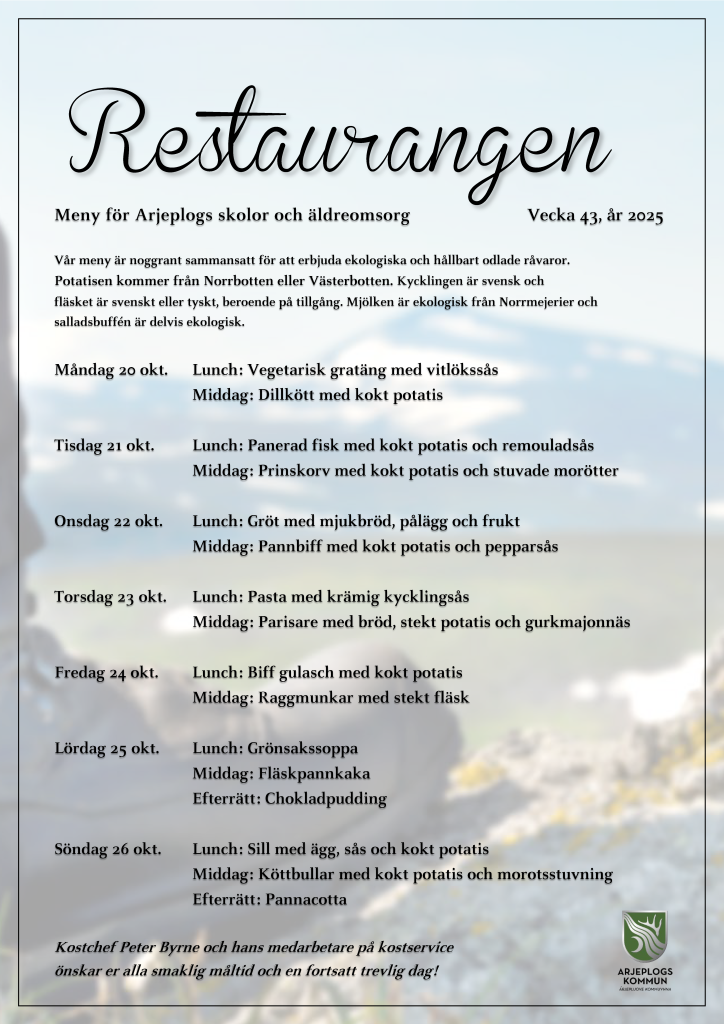 Meny vecka 43