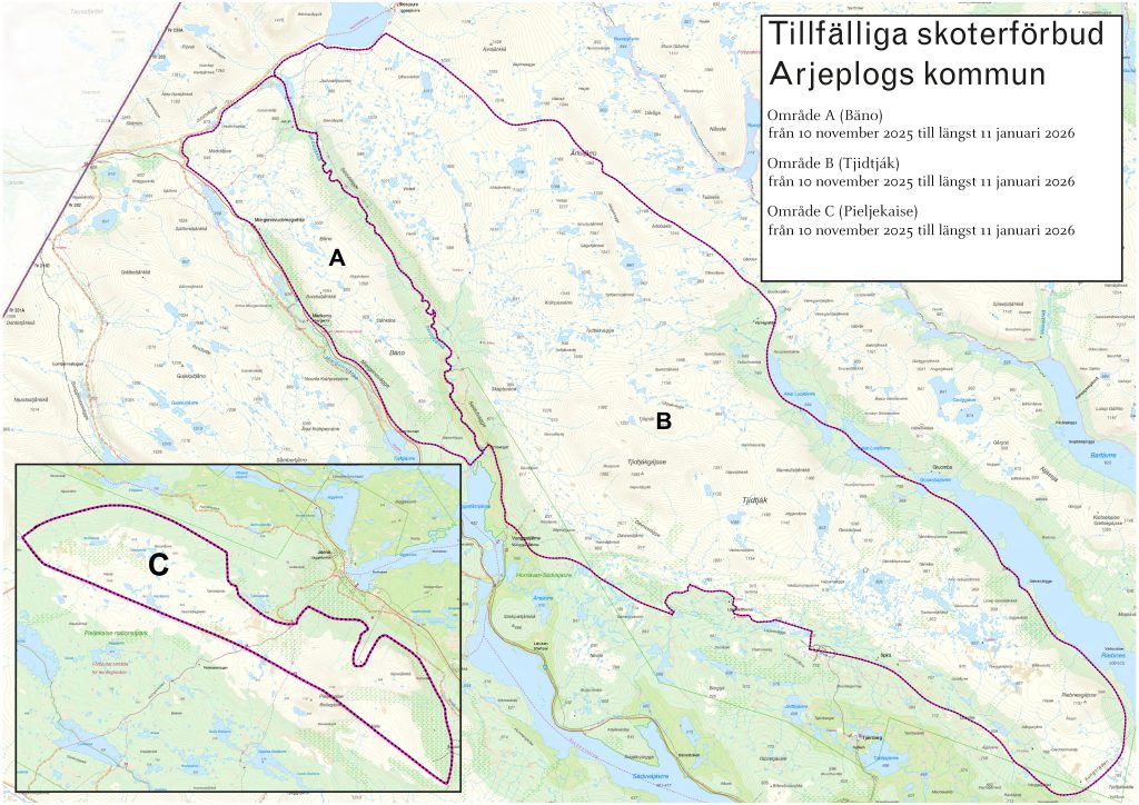 Karta över skoterförbudsområdet.