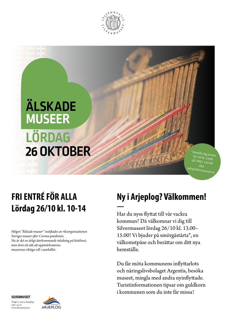 Har du nyss flyttat till vår vackra kommun? Då välkomnar vi dig till Silvermuseet lördag 26/10 kl. 13.00–15.00!