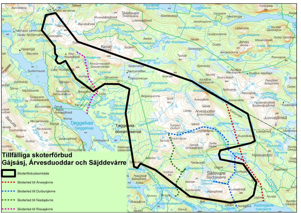 Kartbild över området med skoterförbud