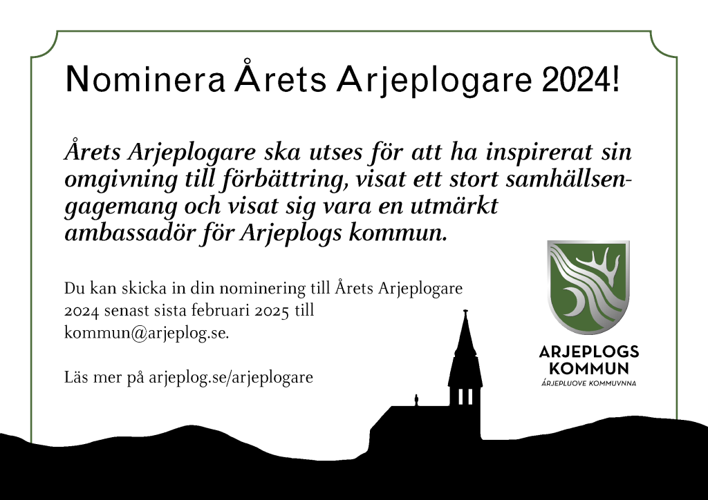 En silhuett av Arjeplog med kyrkan.