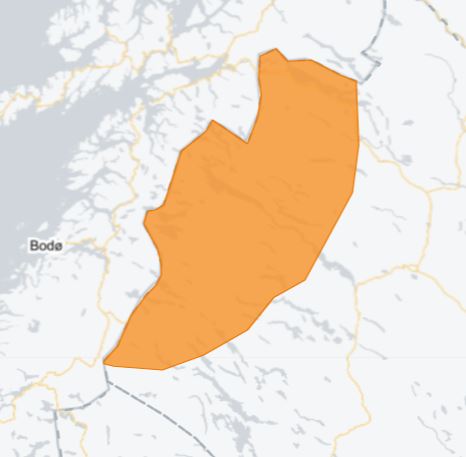 Karta över område för vind-och snöbyar