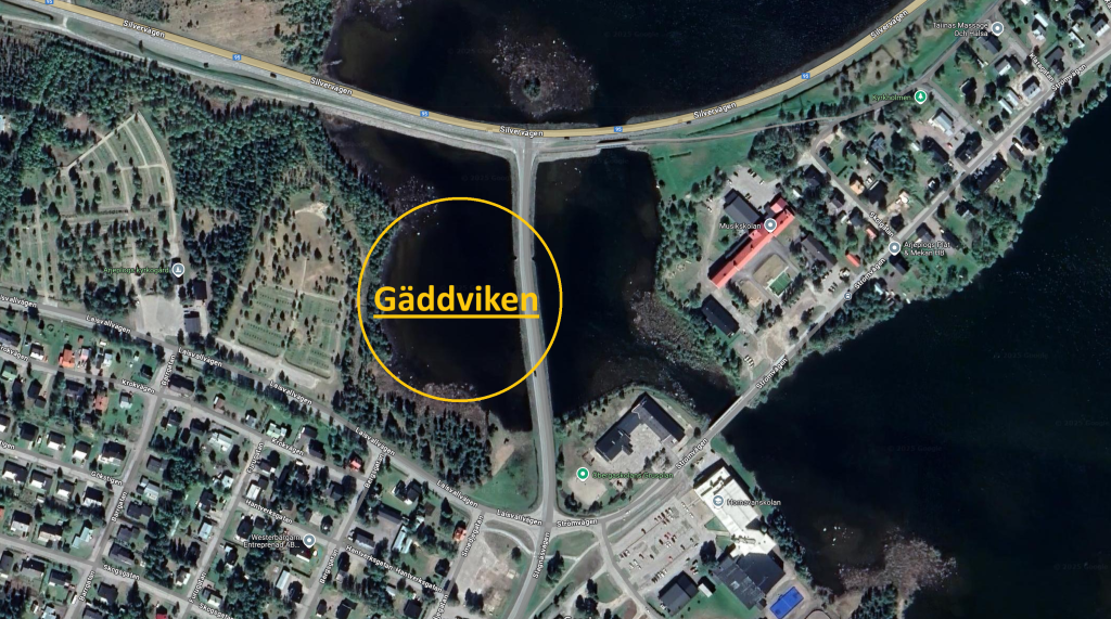 En karta över Gäddviken.