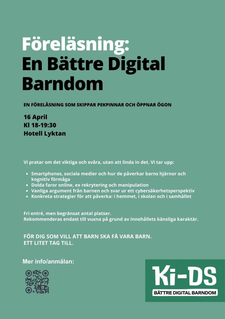 Affisch med text. Samma information återges i text.