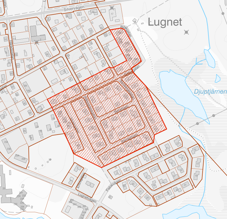 Karta över området där vattenavstängning sker.