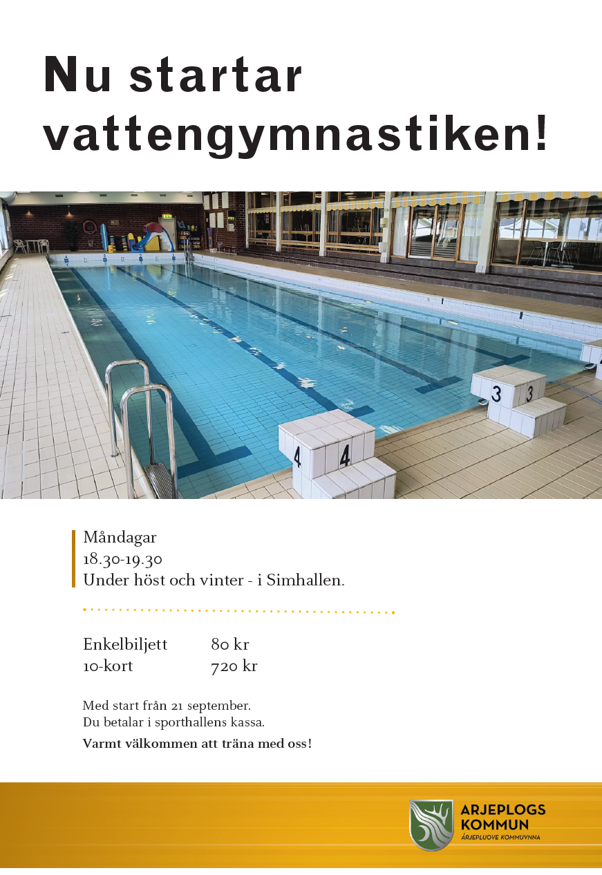 En affisch med simbassängen som bild samt text. Samma text återfinns i nyheten.